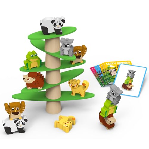 Max & Lea Crazy Animals – Entdecken und Beherrschen des Gleichgewichts – 3-in-1 – Kinder von 1 bis 6 Jahren – Holzspielzeug zum Lernen des Gleichgewichts und der Motorik von MAX AND LEA