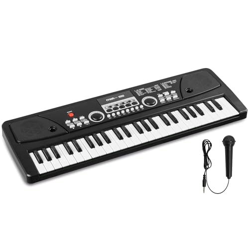 MAX KD49 - Kinder Keyboard mit Mikrofon, 49 Tasten, 16 Klangarten, 8 Rhythmen & Sounds, Kinderklavier mit Aufnahmefunktion, 8h Akku - E Piano Kids, Keyboard Piano Spielzeug für Kinder ab 4 Jahre, von MAX