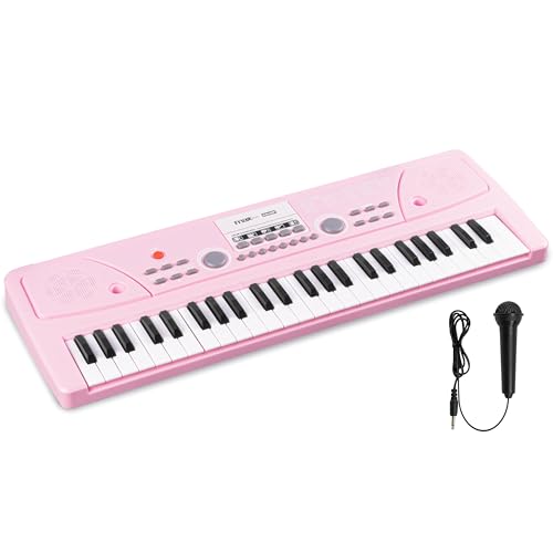 MAX KD49P - Kinder Keyboard mit 49 Tasten mit Mikrofon, 16 Klangarten, 8 Rhythmen & Sounds, Kinderklavier mit Aufnahmefunktion, 8h Akku - E Piano Kids, Keyboard Piano Spielzeug für Kinder ab 4 Jahre von MAX