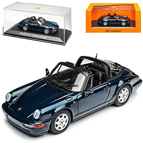 MAXICHAMPS Porsche 911 964 Carrera 2 Targa Cabrio Dunkel Grün Fast Schwarz Metallic 1988-1994 1/43 Minichamps Modell Auto von MAXICHAMPS