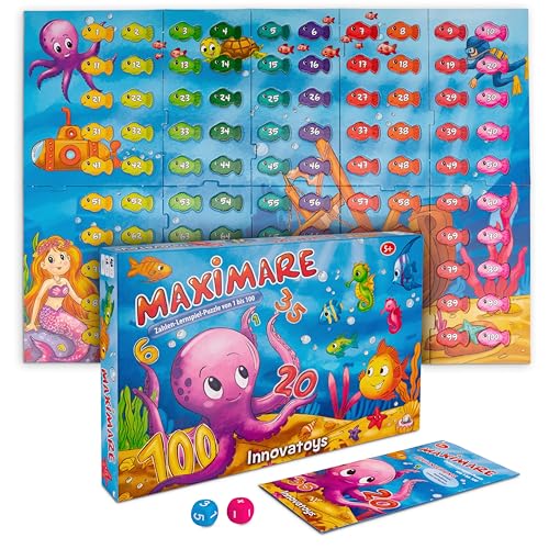 Maximare Zahlen-Lernspiel-Puzzle von 1 bis 100: Ab Kindergarten und Vorschule, ideal für Mathe 1. Klasse Grundschule, Montessori Spielzeug ab 5 Jahre zum Rechnen Lernen und Zahlen Lernen von MAXIMARE