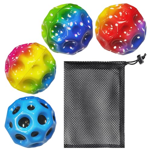 MAXQUU 4 Stück Hüpfball, 1 Stück Aufbewahrungsbeutel, farbenfroher Hüpfball, dekompressionsentlüftender Hüpfball, Kinderspielzeug Ball, Hüpfball Spielzeug, Mini-Hochsprungball. von MAXQUU
