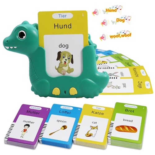 MAYAPHILOS Sprechende Lernkarten Deutsch und Englisch mit 224 Wöter, Sprechenden Flash Karten, Deutsch Lernspielzeug für Vorschulkinder Geschenk Für Jungen Mädchen von MAYAPHILOS