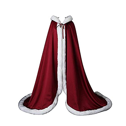 MAYILNSIN Weißer Brautumhang aus Satin, mit Kapuze, warmer Pelzrand für Winter, Hochzeit, Abendveranstaltung, bordeaux, XL MAYILNSIN Weißer Brautumhang aus Satin, mit Kapuze, warmer Pelzrand für Winter, Hochzeit, Abendveranstaltung, bordeaux, XL von MAYILNSIN