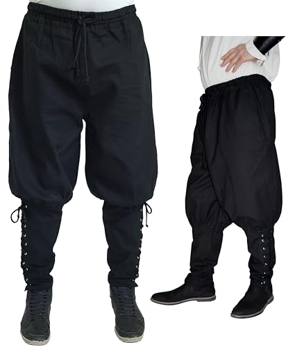 MAYLYNN Mittelalter Hose mit Taschen und Schnürung Wikinger Kelte, schwarz, Größe:M von MAYLYNN