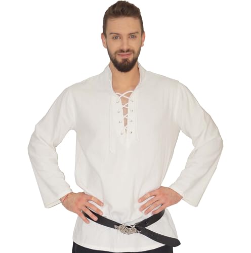 MAYLYNN Wikingerhemd Mittelalterhemd Piratenhemd Fischerhemd Baumwolle, Gr. XL von MAYLYNN