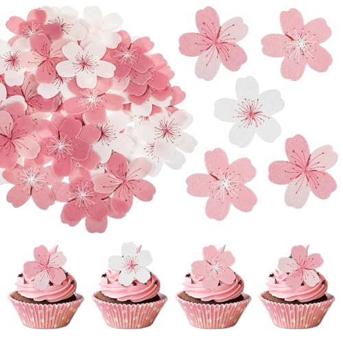 MBAIYO 60 Stück Essbare Kirschblüten Cupcake-Topper, Tortendeko Blumen für Torte aus Esspapier Essbar Blüten Deko Torte Rosa Waffel Papier Kuchen Deko für Hochzeit Geburtstag Party Baby Dusche MBAIYO 60 Stück Essbare Kirschblüten Cupcake-Topper, Tortendeko Blumen für Torte aus Esspapier Essbar Blüten Deko Torte Rosa Waffel Papier Kuchen Deko für Hochzeit Geburtstag Party Baby Dusche von MBAIYO