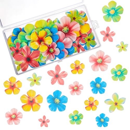 MBAIYO 70 Stück Essbare Blüten Tortendeko,Kirschblüten Cupcake Deko Blumen Deko Bunt Essbare Blüten Cupcake Schmuck Für Hochzeit Jahrestag Hochzeit Geburtstag Party Kuchen Dekorationen von MBAIYO