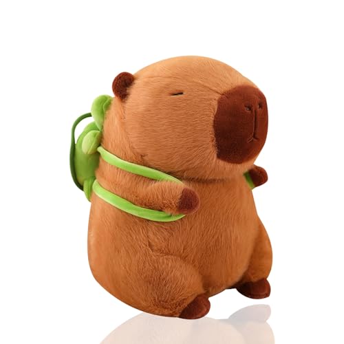 33cm Capybara Plüschtier mit Schildkrötenrucksack, Capybara Kuscheltier Niedlichen Simulation Tier Capybara Puppen Stofftier, Gefüllter Capybara für Geburtstagsgeschenk Color:Brown B,Size:33 cm) von MBNKMEBU