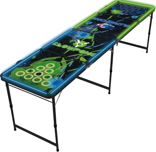 MYBEERPONG® Bierpong-Tisch mit LED Glow-Pong Edition Alien VS. Human - Beerpong Tisch mit grünen und blauen LED Band, mobiler Partytisch von MBP My Beer Pong