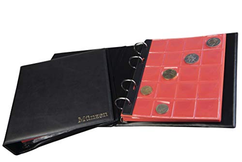 MC.Sammler Münzalbum für Münzen Aufbewahrung - 200 Taschen für 2 Euro Münzen Sammelalbum - Album, Münzbuch für Sammlermünzen - Schwarz von MC.Sammler