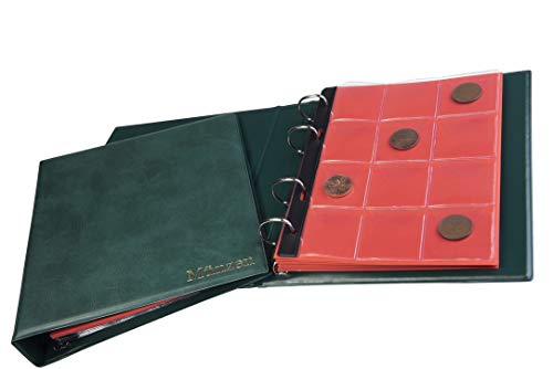 MC.Sammler Münzalbum für Münzen Aufbewahrung - 120 Taschen - Sammelalbum für Sammler - Album für Sammlermünzen bis 43 mm z.b. 10 Euro - Grün von MC.Sammler