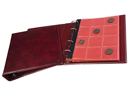 MC.Sammler Münzalbum für Münzen Aufbewahrung - 120 Taschen - Sammelalbum für Sammler - Album für Sammlermünzen bis 43 mm z.b. 10 Euro - Rot von MC.Sammler