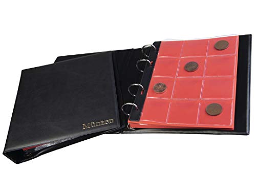 MC.Sammler Münzalbum für Münzen Aufbewahrung - 120 Taschen - Sammelalbum für Sammler - Album für Sammlermünzen bis 43 mm z.b. 10 Euro - Schwarz von MC.Sammler