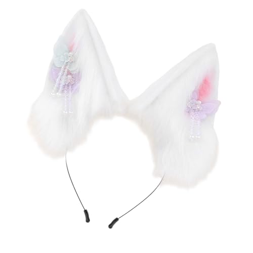 MCAOAL Altes Design Plüschkatzen Ohrhaarband Mit Buttefly Quasten Für Rollenspiele Event Maskerades Party Und Halloween Headwear Theme Event Hairband von MCAOAL