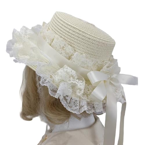 MCAOAL Atmungsaktives Strohmonnet Bequemer Viktorianischer Themenereignis Mit Spitzenverkleidung Und Bowknot Für Cosplay Versammlungen MCAOAL Atmungsaktives Strohmonnet Bequemer Viktorianischer Themenereignis Mit Spitzenverkleidung Und Bowknot Für Cosplay Versammlungen von MCAOAL