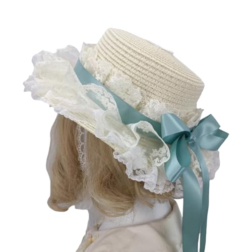 MCAOAL Atmungsaktives Strohmonnet Bequemer Viktorianischer Themenereignis Mit Spitzenverkleidung Und Bowknot Für Cosplay Versammlungen MCAOAL Atmungsaktives Strohmonnet Bequemer Viktorianischer Themenereignis Mit Spitzenverkleidung Und Bowknot Für Cosplay Versammlungen von MCAOAL