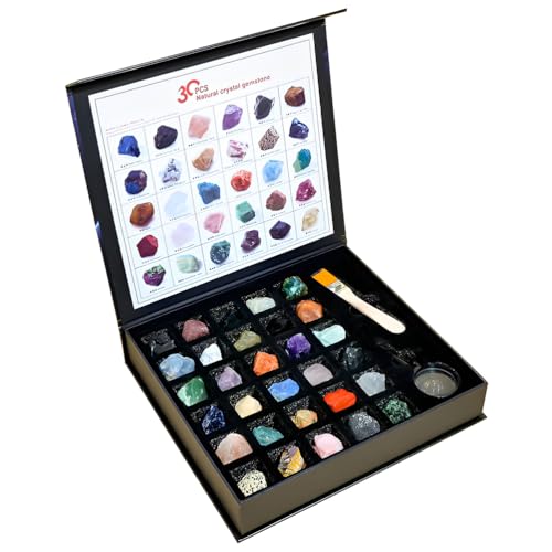 MCBEAN 30-teiliges Steineset für Kinder – Natürliche Edelsteine & Rohkristalle, Geologie Lernspielzeug, STEM Geschenk für Jungen & Mädchen von MCBEAN