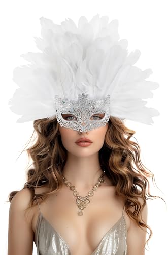 MCJC Feder Maskerade Maske Glitzer Karneval Maske mit Federn Karneval Kostüm Zubehör von MCJC