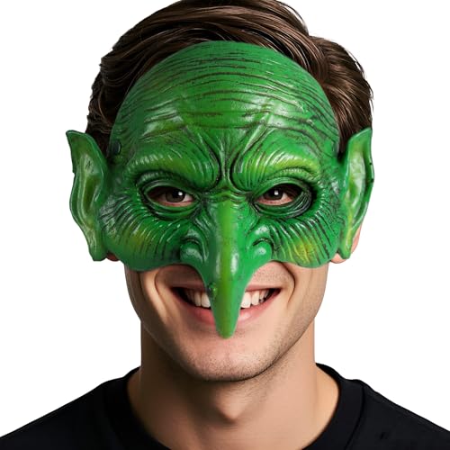 MCJC Goblin-Maske, Halloween, grüne Hexenmaske, gruseliges Kostümzubehör, Grün , Einheitsgr��e MCJC Goblin-Maske, Halloween, grüne Hexenmaske, gruseliges Kostümzubehör, Grün , Einheitsgr��e von MCJC