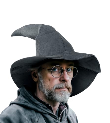 MCJC Grauer Zaubererhut für Erwachsene, Halloween-Zauberer-Kostüm-Zubehör von MCJC