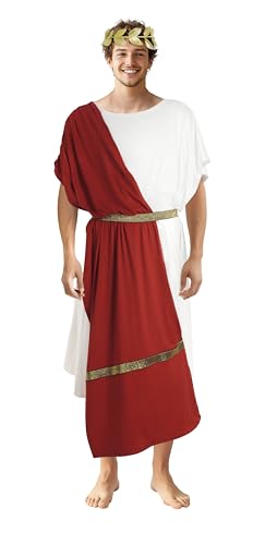 MCJC Griechisches Toga-Kostüm für Herren, für Erwachsene, römisch, Deluxe, Halloween, Cosplay, antiker weißer Gewand, Rot/Ausflug, einfarbig (Getaway Solids), M von MCJC
