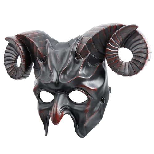 MCJC Teufelsziegen-Horn-Maske, Halloween-Cosplay-Requisiten, Erwachsenen-Halbgesichtsmaske, 4 Farben von MCJC