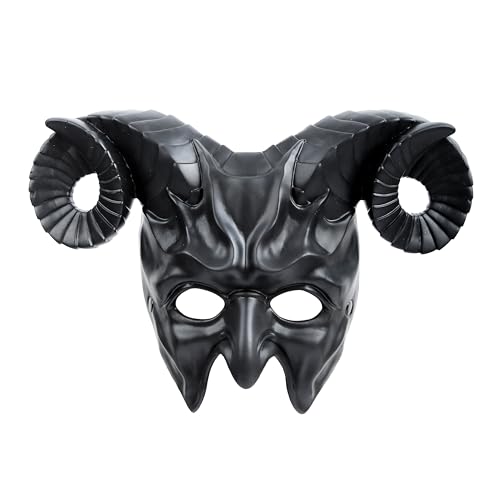 MCJC Teufelsziegen-Horn-Maske, Halloween-Cosplay-Requisiten, Erwachsenen-Halbgesichtsmaske, 4 Farben von MCJC