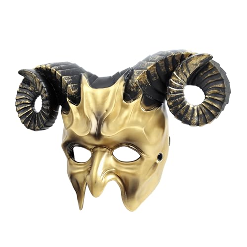 MCJC Teufelsziegen-Horn-Maske, Halloween-Cosplay-Requisiten, Erwachsenen-Halbgesichtsmaske, 4 Farben von MCJC