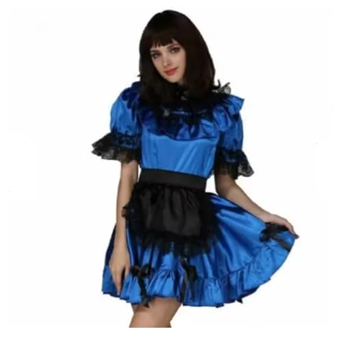 MCORKHUEIRGH Cosplay Maid Outfit Uniform Satin Dress Adult Women's Carnival Customization,blue,6XL von MCORKHUEIRGH