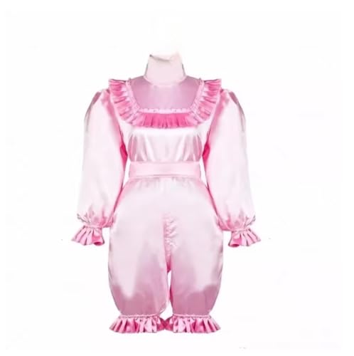 MCORKHUEIRGH Girl Satin Lockable Jumpsuit Adult Custom Party Festive Attire,pink,4XL von MCORKHUEIRGH