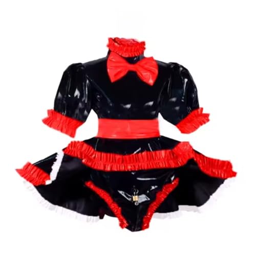 MCORKHUEIRGH Lockable Sissy Cosplay PVC Dress Underwear Maid Set Dress Customized,red,S MCORKHUEIRGH Lockable Sissy Cosplay PVC Dress Underwear Maid Set Dress Customized,red,S von MCORKHUEIRGH