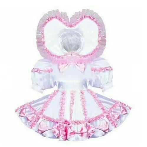MCORKHUEIRGH Lockable Sissy Dress MaidSatin Uniform Cosplay Halloween Costume,pink,M von MCORKHUEIRGH