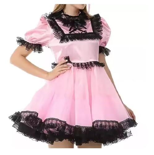 MCORKHUEIRGH Lockable Sissy Satin Dress, Maid Cosplay Costume, Adult Customized Charming Dress Carnival,pink,7XL MCORKHUEIRGH Lockable Sissy Satin Dress, Maid Cosplay Costume, Adult Customized Charming Dress Carnival,pink,7XL von MCORKHUEIRGH