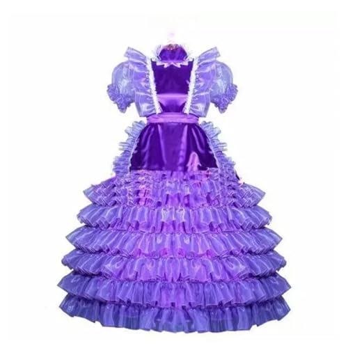 MCORKHUEIRGH Sissy Lockable Satin Dress Maid Outfit Cosplay Adult Custom Tailored,purple,XL von MCORKHUEIRGH