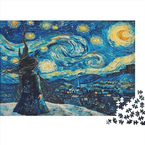 Aesthetic Starry Night Hölzernes Nachhaltiges Puzzle Für Die Ganze Familie 300 Teile Night Lernspiel Geschenke Heimdekoration Puzzle 300pcs (40x28cm) von MCSQAEEZE
