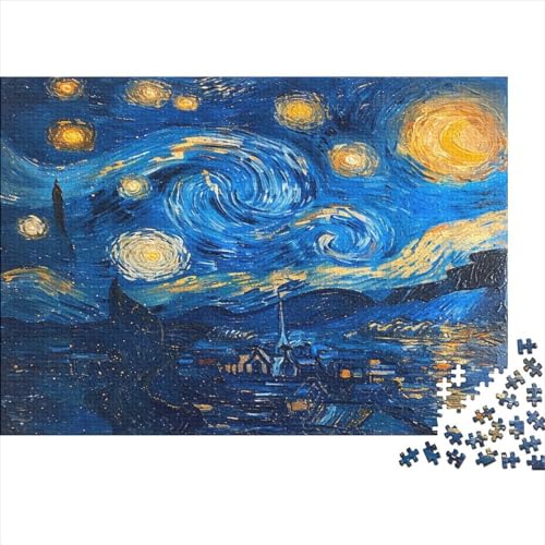 Aesthetic Starry Night Hölzernes Nachhaltiges Puzzle Für Erwachsene 500 Teile Night Puzzle Lernspiele Tolles Geschenk Heimdekoration Puzzle 500pcs (52x38cm) von MCSQAEEZE