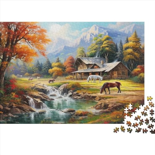 Alpine Serenity Hölzernes Nachhaltiges Puzzle Für Erwachsene 500 Teile Stream Stressabbau Einzigartige Heimdekoration 500pcs (52x38cm) von MCSQAEEZE