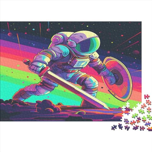 Astronaut Hölzernes Nachhaltiges Puzzle Für Erwachsene 500 Teile Space Stressabbau Tolles Geschenk Heimdekoration Puzzle 500pcs (52x38cm) von MCSQAEEZE