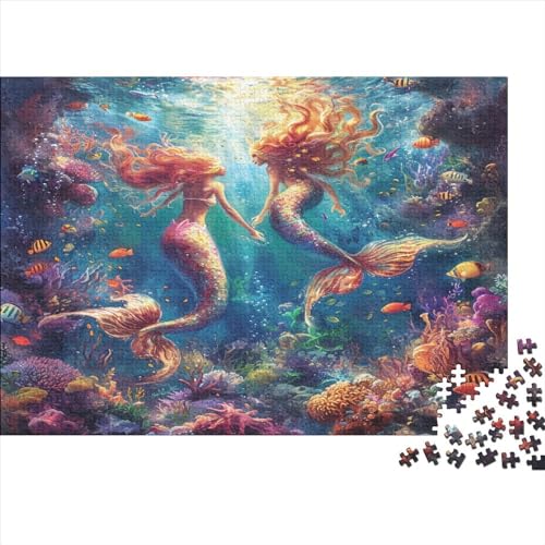 Beautiful Mermaids Hölzernes Nachhaltiges Puzzle Für Die Ganze Familie 300 Teile Mermaids Puzzle Lernspiele Einzigartige Heimdekoration 300pcs (40x28cm) von MCSQAEEZE