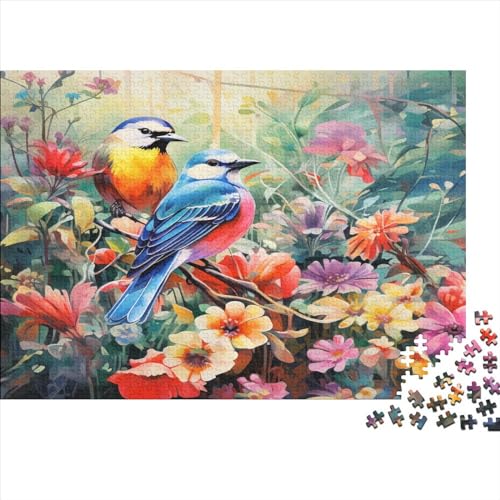 Birds and Flowers Hölzernes Nachhaltiges Puzzle Für Erwachsene 500 Teile Jungle Puzzle Lernspiele Heimdekoration Puzzle 500pcs (52x38cm) von MCSQAEEZE