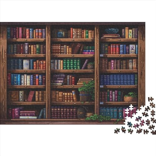 Bookshelf Hölzernes Nachhaltiges Puzzle Für Erwachsene 500 Teile Library Lernspiel Geschenke Heimdekoration Puzzle 500pcs (52x38cm) von MCSQAEEZE