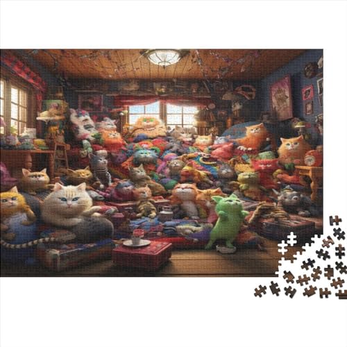 Cat Hölzernes Nachhaltiges Puzzle Für Erwachsene 300 Teile Bedroom Puzzle Lernspiele Tolles Geschenk Heimdekoration Puzzle 300pcs (40x28cm) von MCSQAEEZE