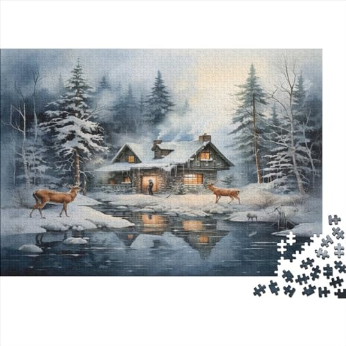 Christmas Snow Hölzernes Nachhaltiges Puzzle Für Die Ganze Familie 1000 Teile Deer Lernspiel Einzigartige Heimdekoration 1000pcs (75x50cm) von MCSQAEEZE