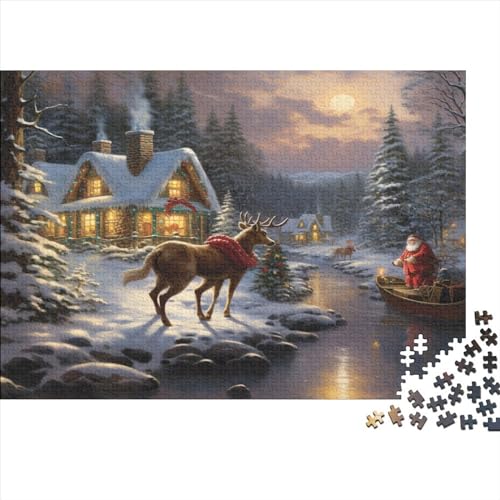 Christmas Snow Hölzernes Nachhaltiges Puzzle Für Erwachsene 300 Teile Deer Lernspiel Tolles Geschenk Einzigartige Heimdekoration 300pcs (40x28cm) von MCSQAEEZE