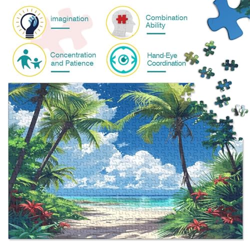 Coconut Trees Hölzernes Puzzles Für Erwachsene 300 Teile Beach Lernspiel Tolles Geschenk Heimdekoration Puzzle 300pcs (40x28cm) von MCSQAEEZE
