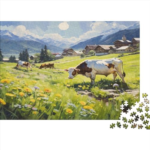 Cow and Sheep Countryside Hölzernes Nachhaltiges Puzzle Für Die Ganze Familie 1000 Teile Countryside Puzzle Lernspiele Geschenke Heimdekoration Puzzle 1000pcs (75x50cm) von MCSQAEEZE