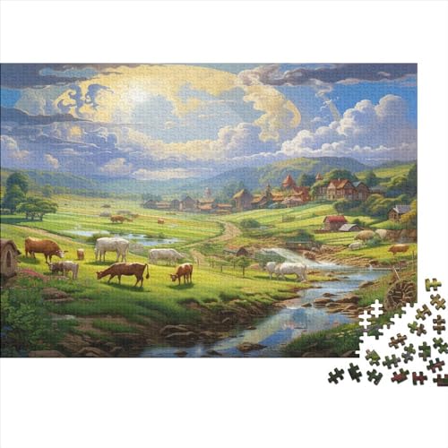 Cow and Sheep Countryside Hölzernes Nachhaltiges Puzzle Für Die Ganze Familie 300 Teile Countryside Puzzle Lernspiele Geschenke Heimdekoration Puzzle 300pcs (40x28cm) von MCSQAEEZE
