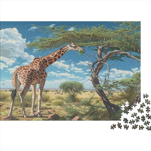 Cute Giraffe Hölzernes Nachhaltiges Puzzle Für Erwachsene 1000 Teile Giraffe Lernspiel Heimdekoration Puzzle 1000pcs (75x50cm) von MCSQAEEZE