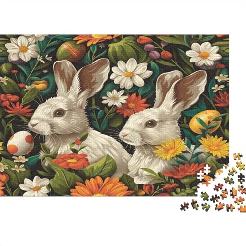Cute Rabbit Hölzernes Nachhaltiges Puzzle Für Erwachsene 300 Teile Rabbit Lernspiel Einzigartige Heimdekoration 300pcs (40x28cm) von MCSQAEEZE